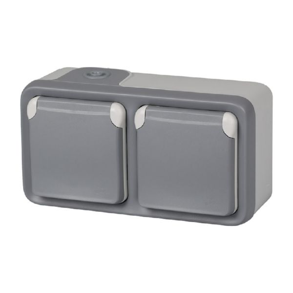 Base enchufe doble exterior IP 55 serie Plexo