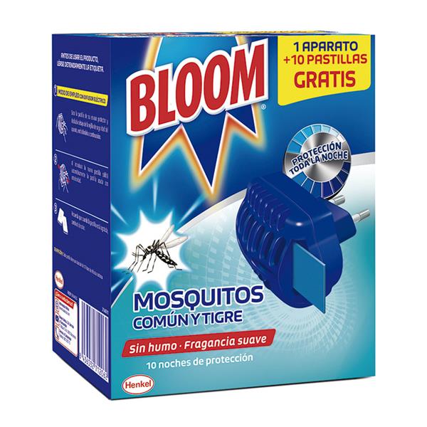 Bloom mosquitos eléctrico. Pastillas. Aparato + 10 pastillas